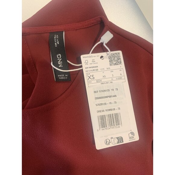 (C-197) Mng mango womens dress long sleeves size XS wine color - Picture 6 of 6